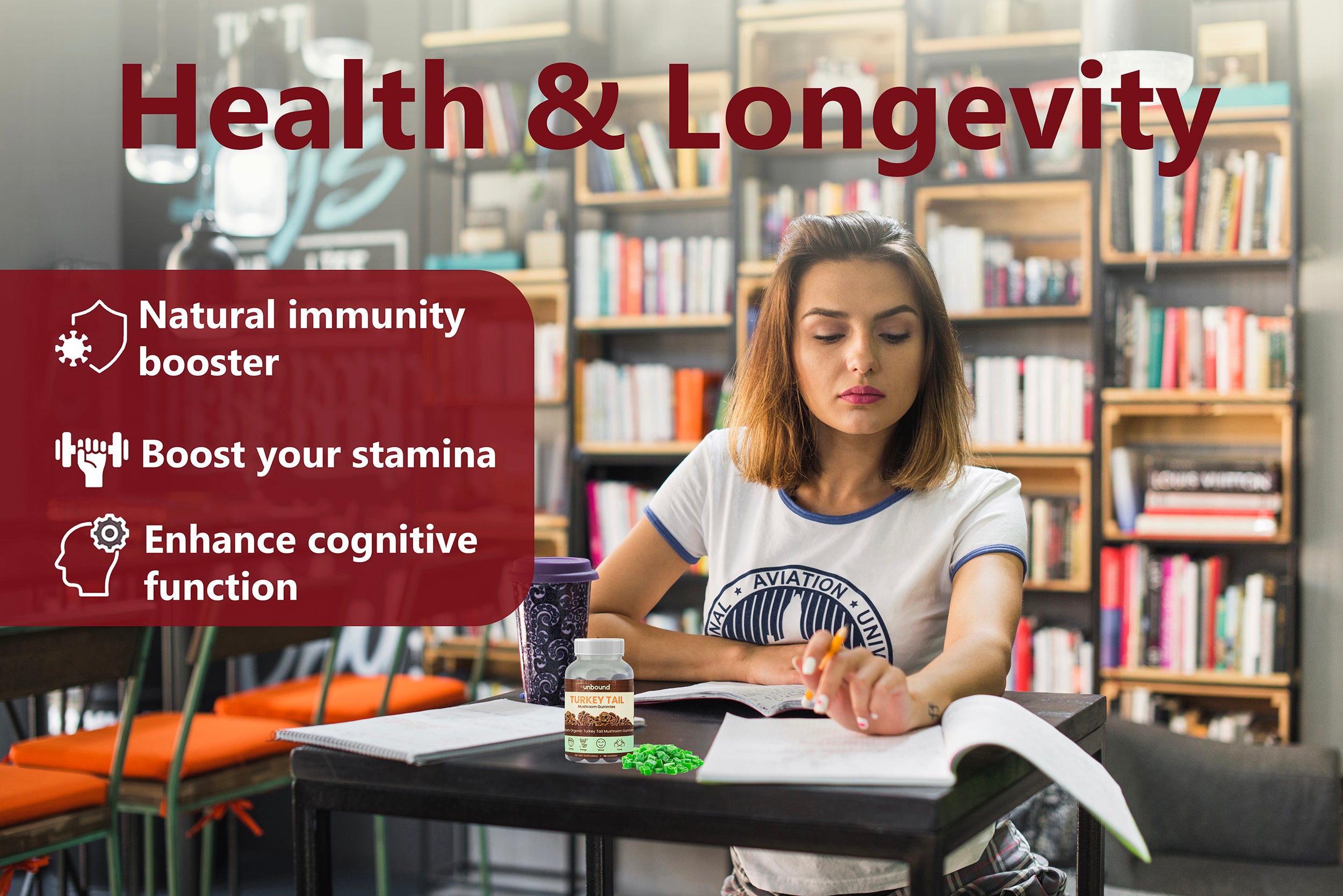 Unbound Turkey Tail Mushroom Gummies for cognitive functioning, improve sleep, boost immunity